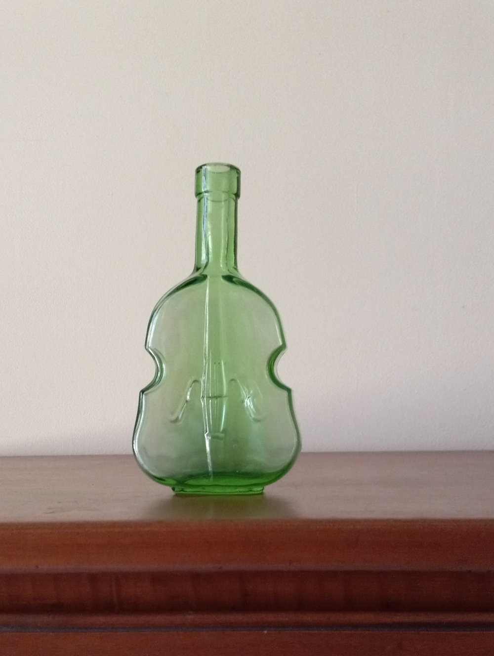 Vintage Green Glass Violin-Shaped Bottle - Picture 1 of 9